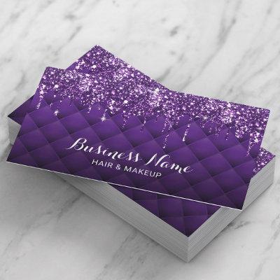 Modern Purple Glitter Drips Beauty Salon Spa