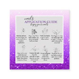 Modern  Purple Glitter Nail Application Guide  Square