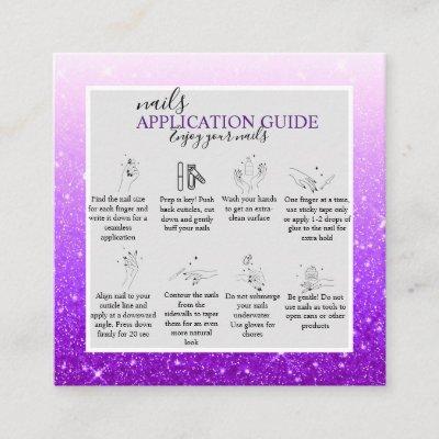 Modern  Purple Glitter Nail Application Guide  Square