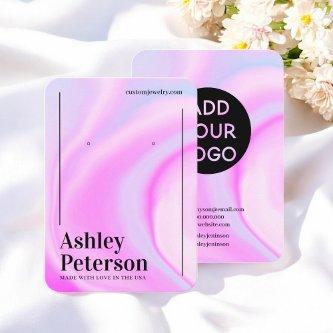 Modern purple pink rainbow script earring display