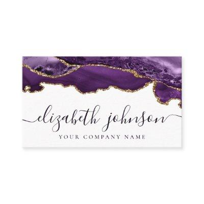 Modern Purple Violet Gold Glitter Agate Marble