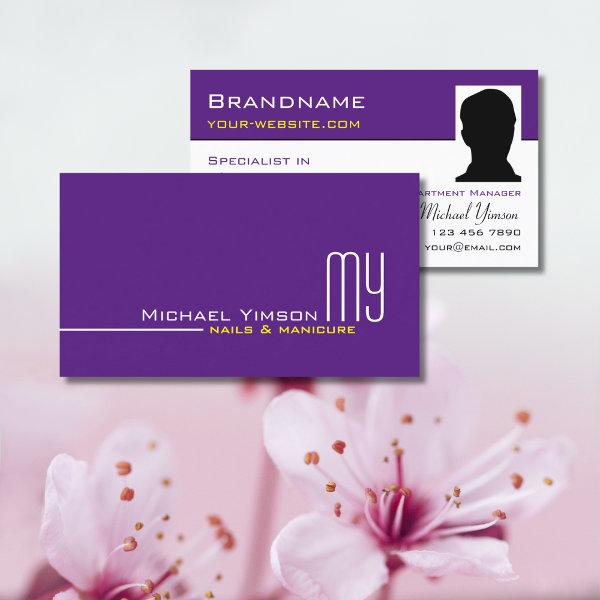 Modern Purple White Simple with Monogram and Photo