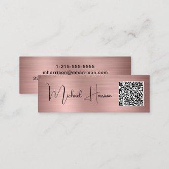 Modern QR Code Signature Script Rose Gold Mini