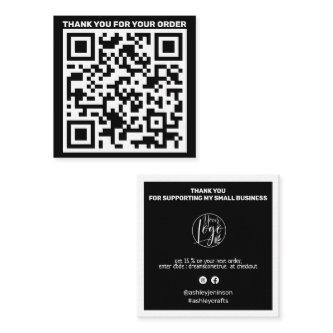 Modern QR code thank you order black white Square