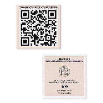 Modern QR code thank you order blush pink Square