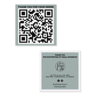 Modern QR code thank you order sage green Square