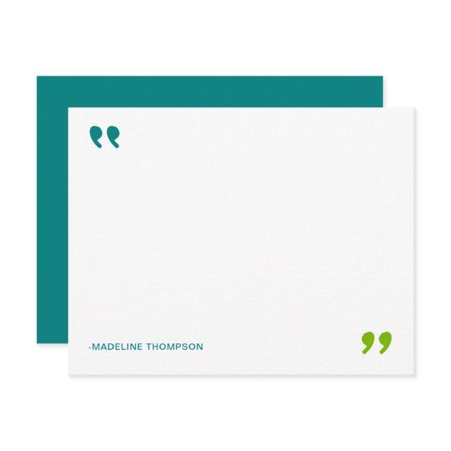 Modern Quotable Tea Green Minimalist Typography Note Card