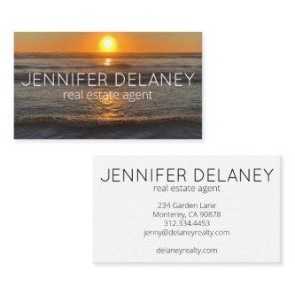 Modern Real Estate Agent Beach Waves Sunset Photo