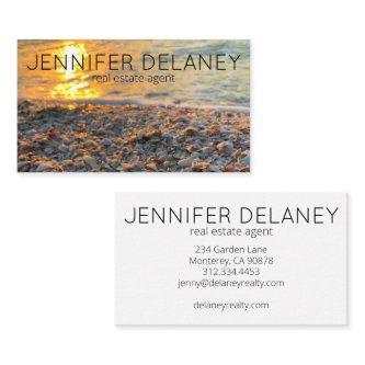 Modern Real Estate Agent Beach Waves Sunset Photo