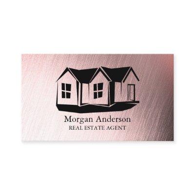 Modern Real Estate Agent Rose Gold Brushed Metal