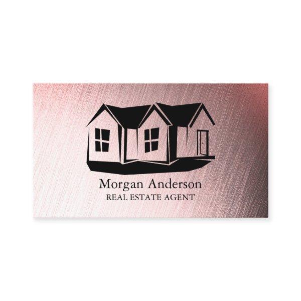 Modern Real Estate Agent Rose Gold Brushed Metal