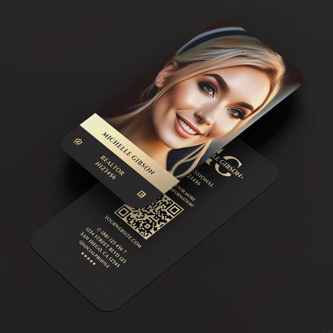 Modern Realtor Black Gold Photo EHO Logo Monogram