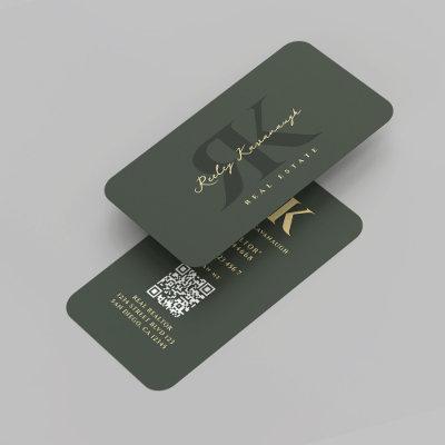 Modern Realtor Monogram R K Dark Green