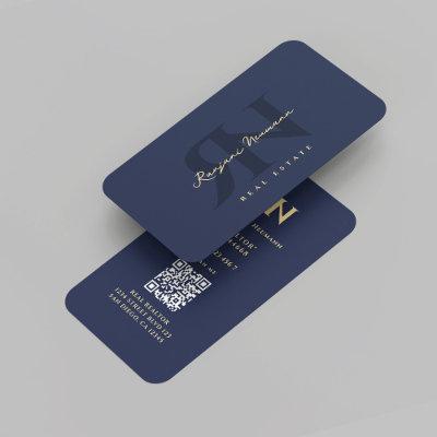 Modern Realtor Monogram R N Dark Blue Real Estate