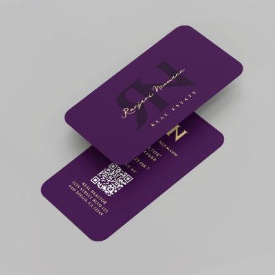 Modern Realtor Monogram R N Dark Purple