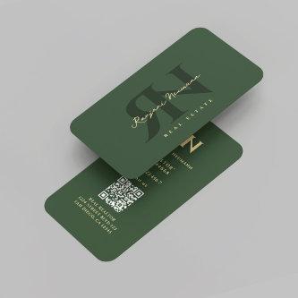 Modern Realtor Monogram R N Dark Sage Green