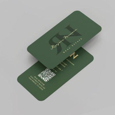 Modern Realtor Monogram R N Dark Sage Green