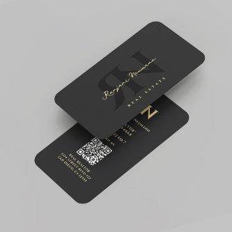 Modern Realtor Monogram R N Initial Black Gold
