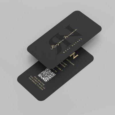 Modern Realtor Monogram R N Initial Black Gold