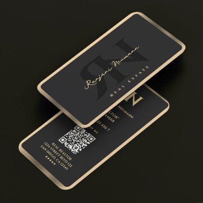 Modern Realtor Mortgage Broker Black Fau Gold Trim