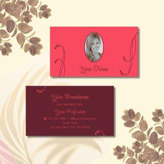 Modern Red and Burgundy Ornate with Portrait Photo