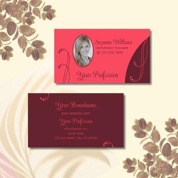 Modern Red and Burgundy Ornate with Portrait Photo