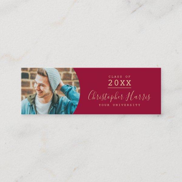 Modern red and gold graduation photo class of call calling card