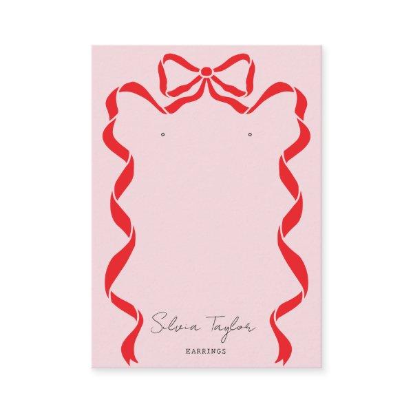 modern red and pink bow ribbon earring display