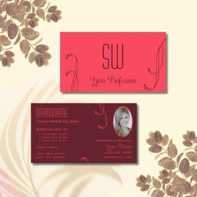 Modern Red Burgundy Ornate with Monogram and Photo