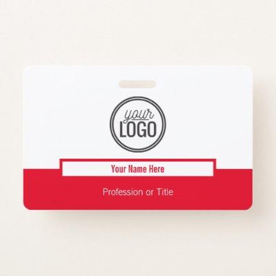 Modern Red Color Block Professional Name Tag Badge