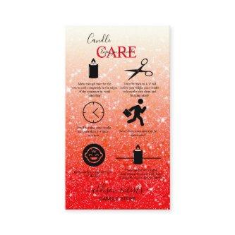 Modern Red Glitter Candle Care
