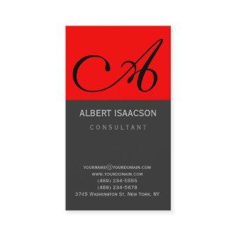 Modern Red Gray Simple Monogram