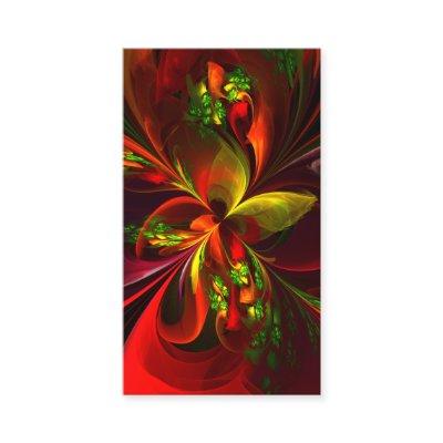 Modern Red Green Floral Abstract Art Pattern #05
