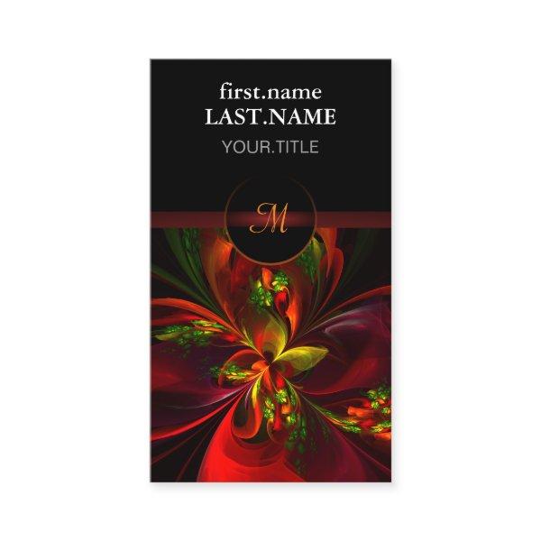 Modern Red Green Floral Abstract Art Pattern #05