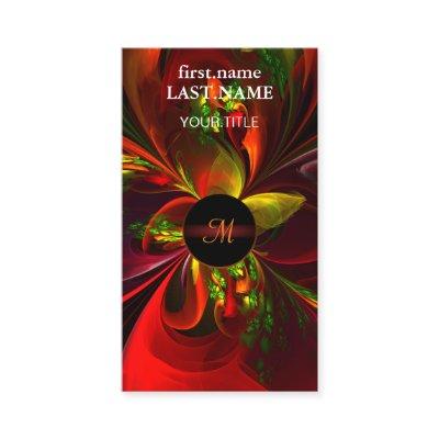 Modern Red Green Floral Abstract Art Pattern #05