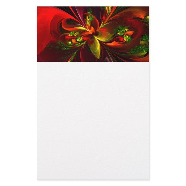 Modern Red Green Floral Abstract Art Pattern #05 Stationery