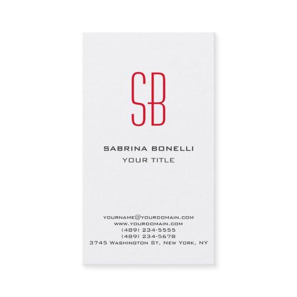 Modern Red Monogram White Cute Style
