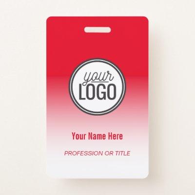 Modern Red Ombre Professional Name Tag Badge