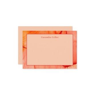 Modern Red Orange Abstract Elegant Note Card