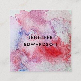 Modern red watercolor splatter professional square