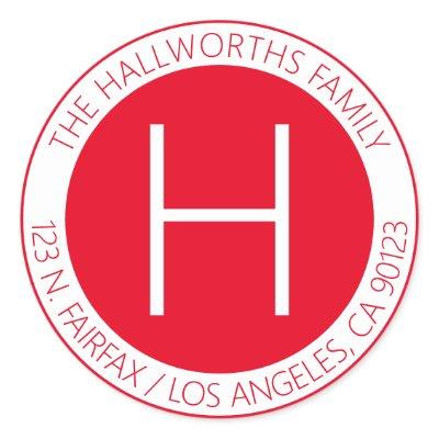 Modern Red & White Return Address or Product Classic Round Sticker