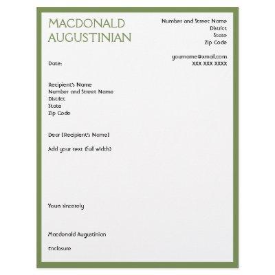 Modern RESUME COVER LETTER Customizable GREEN Letterhead