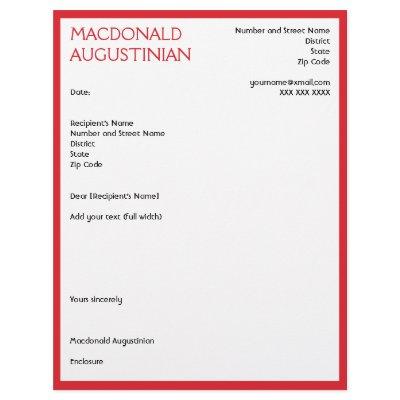 Modern RESUME COVER LETTER Customizable RED Letterhead