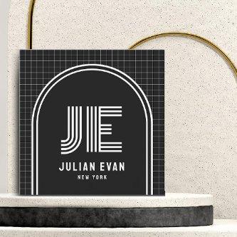 Modern Retro Arch Black Monogram