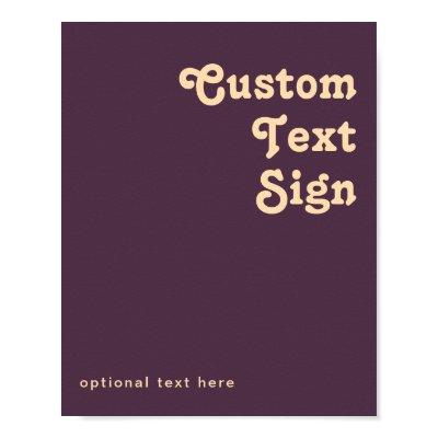 Modern Retro | Dark Purple Cards and Gifts Custom Poster