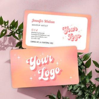 Modern Retro Peach Makeup Artist Beauty Salon Logo