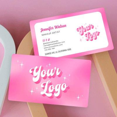 Modern Retro Pink Nails Tech Lashes Beauty Logo