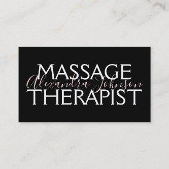 Modern Rose Gold and Black Massage Therapist