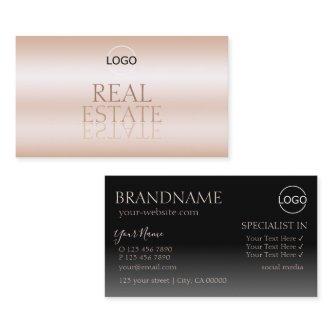 Modern Rose Gold Black Mirror Letters with Logo