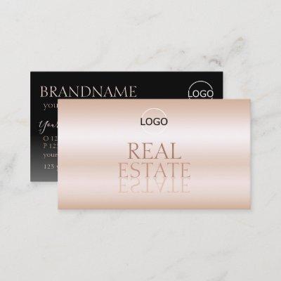 Modern Rose Gold Black Mirror Letters with Logo
